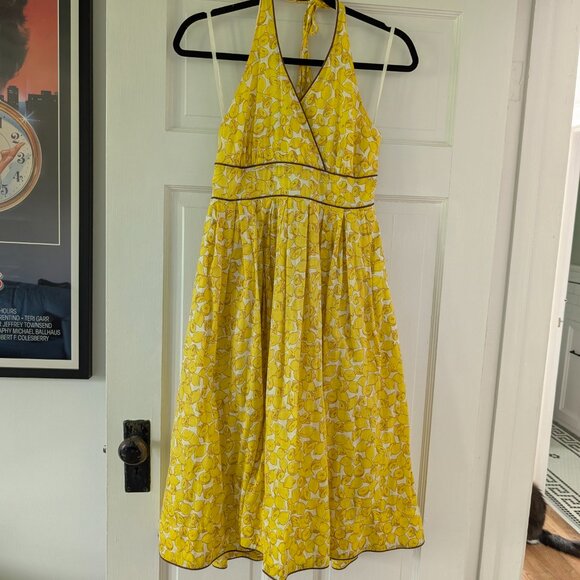 Anthropologie Moulinette Seours Lemon Halter Dress, Size 4 - Picture 1 of 9